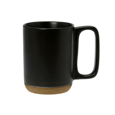 Cryspo Trio Κούπα Πορσελάνης Μαύρη 'Cork Mug' 300ml με Βάση από Φελλό 1007525